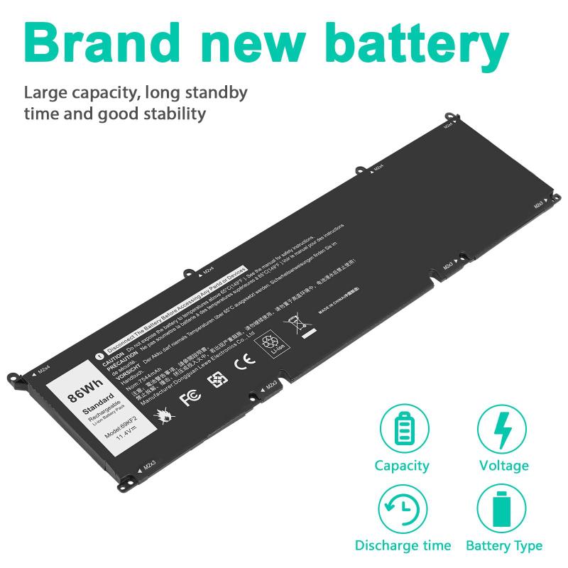 Bateria de laptop Futurebatt 69KF2 86Wh para Dell XPS 15 9500 9510